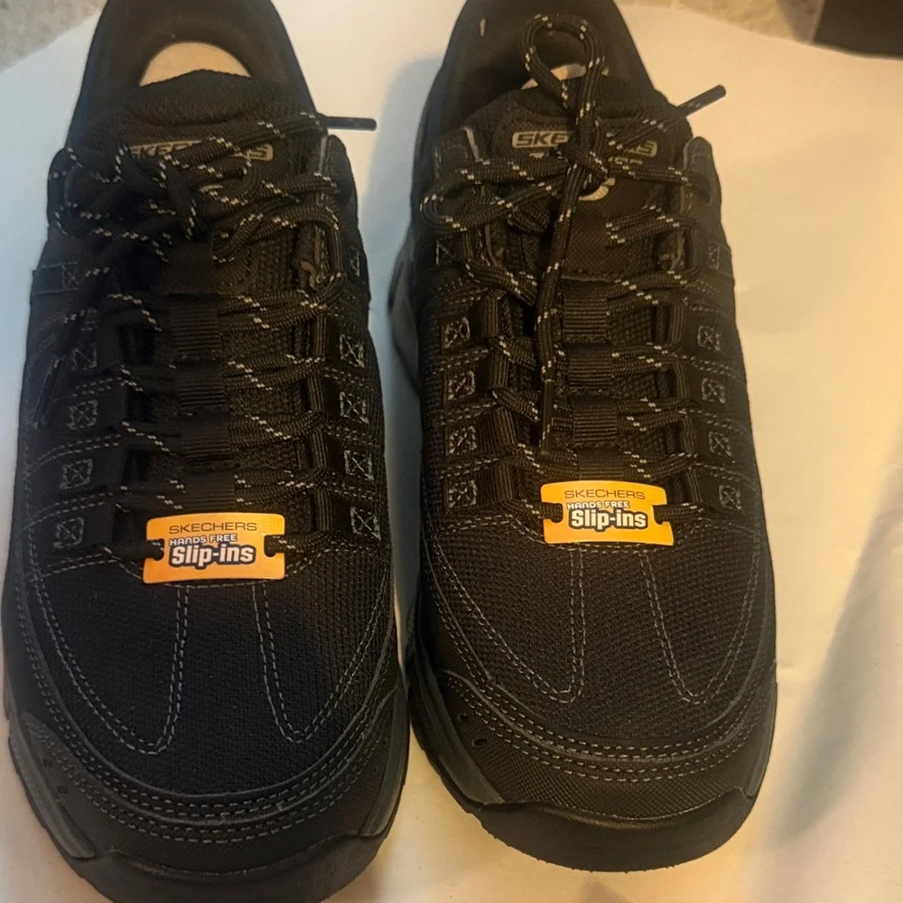 Skechers Men's Black and Dark Gray Slip-On Athletic Sneaker